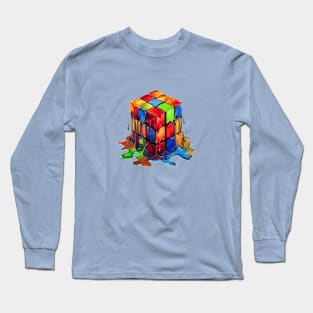 Melting Rubik's Cube Long Sleeve T-Shirt